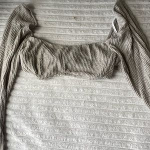 Boutique Grey Bra Top Long Sleeve